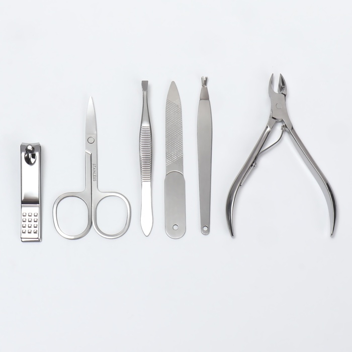 Набор маникюрный &laquo;Рептилия&raquo;, 6 предметов, в футляре, цвет коричневый/чёрный