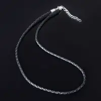 Шнурок кожаный d=3 мм, 45 см, чёрный, косичка