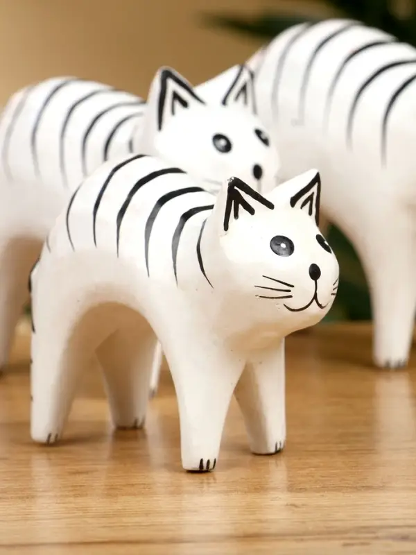 Набор сувенирный "Кошки" дерево H 7.5; 7; 5.5 см, цв. белый