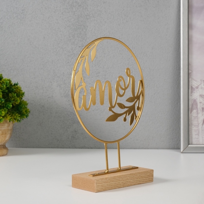 Сувенир металл "Любовь с ветками" золото 5х15,5х21 см