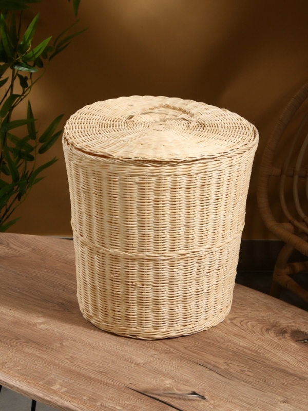 Корзина для белья с крышкой, 35х35х40 см, ротанг
