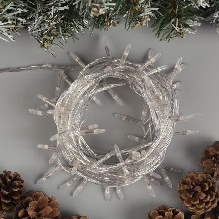 Гирлянда &laquo;Нить&raquo; 10 м с насадками &laquo;Игла&raquo;, IP20, прозрачная нить, 100 LED, свечение жёлтое, 8 режимов, 220 В