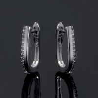 Швензы родированные «Дуо», цвет белый в серебре Швензы родированные «Дуо», цвет белый в серебре