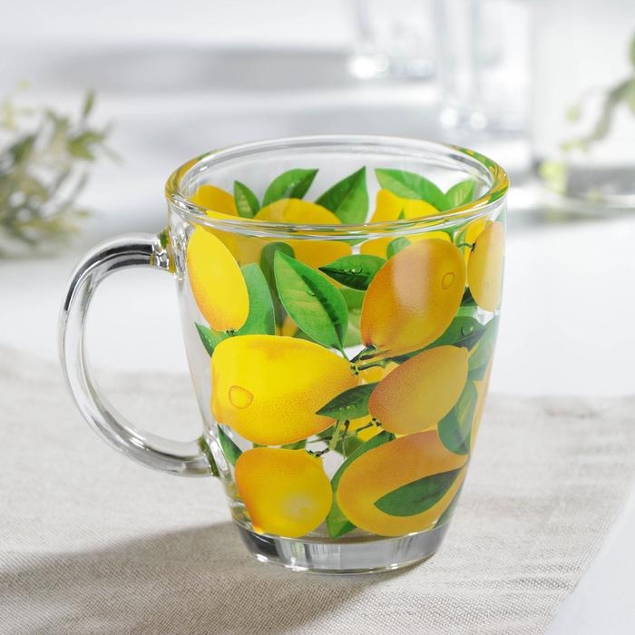 Кружка &laquo;Лимоны&raquo;, стеклянная, 350 мл