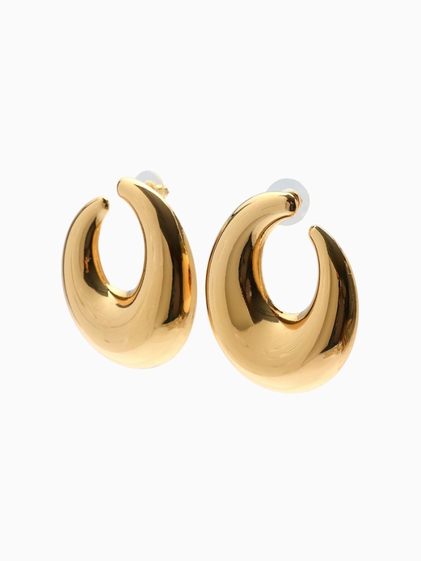 Серьги металл &laquo;Кольца&raquo; полумесяц, цвет золото