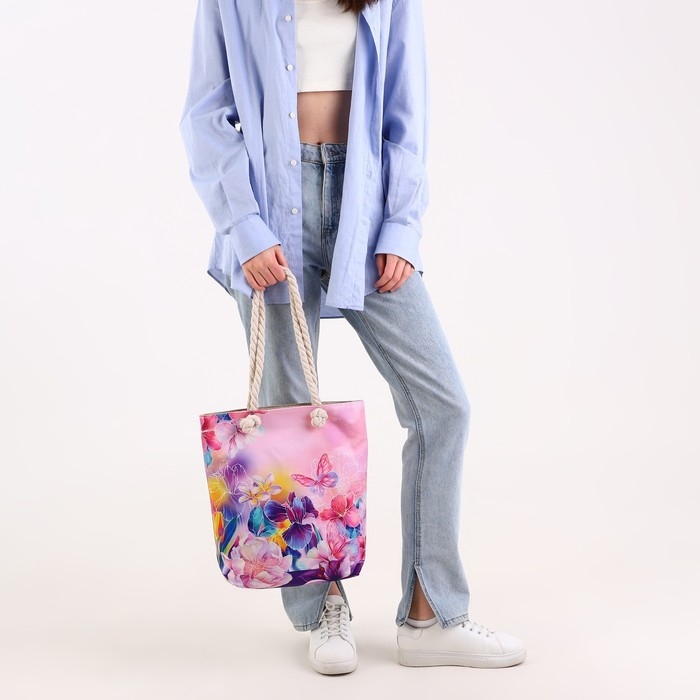 Сумка женская пляжная Сумка женская пляжная "Цветы", 35х40 см
