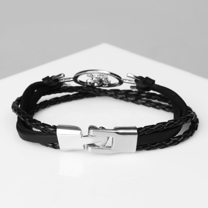 Браслет мужской &laquo;Атака&raquo; скорпион, цвет чёрный с серебром, 20,5 см