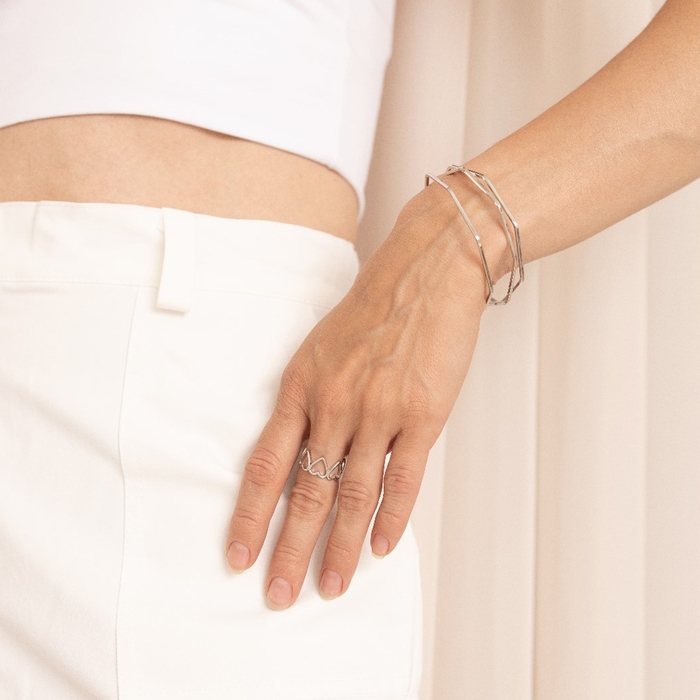 Браслет &laquo;Каркас&raquo; линии, цвет серебро, d=7 см