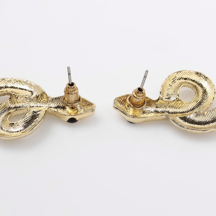 Новый год! Символ года 2025! Серьги металл &laquo;Змея&raquo; пламенное желание, цвет золото