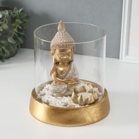 Сувенир полистоун, стекло "Медитирующий Будда в саду камней" со свечой 18х18х18 см Сувенир полистоун, стекло "Медитирующий Будда в саду камней" со свечой 18х18х18 см