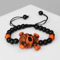 Браслет &laquo;Череп с костями&raquo; этника, цвет чёрно-коричневый, d=6 см