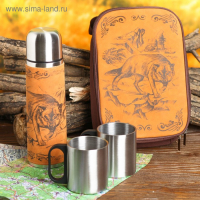 Набор &laquo;Волк&raquo;: термос 500 мл, кружка 200 мл, 2 шт., время сохранения тепла 24 ч