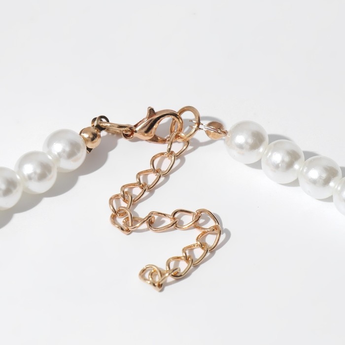 Колье с жемчугом «Сердце», цвет белый в золоте, 37 см Колье с жемчугом «Сердце», цвет белый в золоте, 37 см