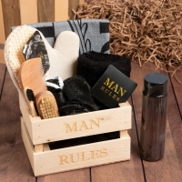 Набор подарочный Этель Man rules, полотенце 70х140см, полотенце 30х60см и аксессуары Набор подарочный Этель Man rules, полотенце 70х140см, полотенце 30х60см и аксессуары