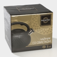 Чайник со свистком из нержавеющей стали Magistro Glow, 3 л, индукция, ручка soft-touch, цвет серебряный