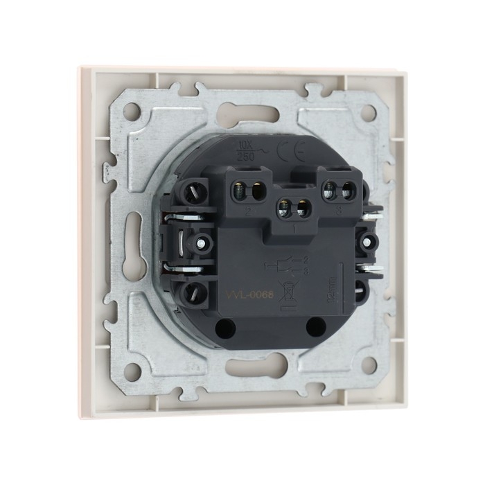 Выключатель TOT Matte Glass, 10 А, 2 кл., скрытый, стекло, бежевый Выключатель TOT Matte Glass, 10 А, 2 кл., скрытый, стекло, бежевый