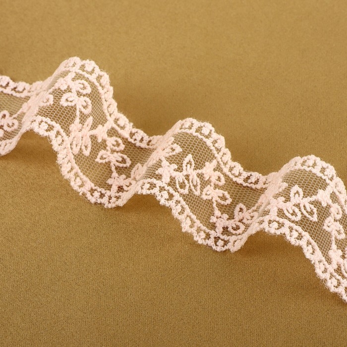 Кружево на сетке, 30 мм × 9 ± 0,5 м, цвет розовый Кружево на сетке, 30 мм × 9 ± 0,5 м, цвет розовый