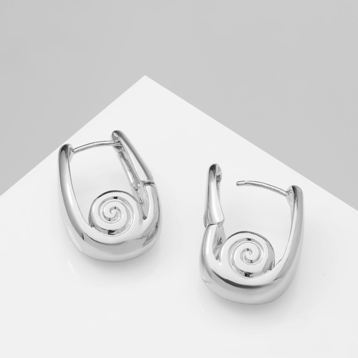 Серьги металл &laquo;Аккорд&raquo; лира, волна, цвет серебро
