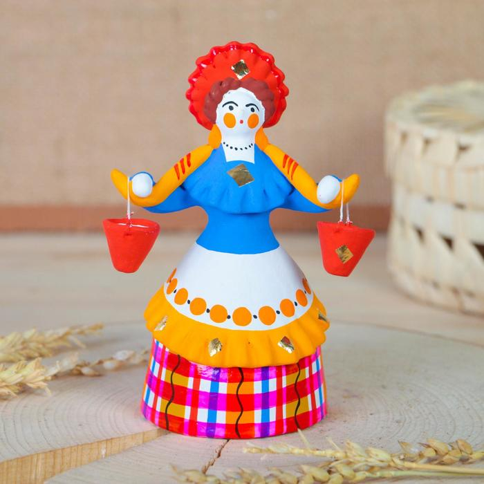 Дымковская игрушка "Барыня - водоноска", 14 см, микс