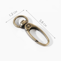 Карабин металлический, 38 &times; 12 мм / 10 &times; 1 мм, 6 шт, цвет бронзовый