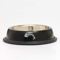 Миска с нескользящим основанием с принтом, 225 мл, чёрная