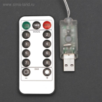 Гирлянда &laquo;Занавес&raquo; 2.8 &times; 3 м роса на крючках, с пультом, IP20, серебристая нить, 300 LED, свечение тёплое белое, 8 режимов, USB