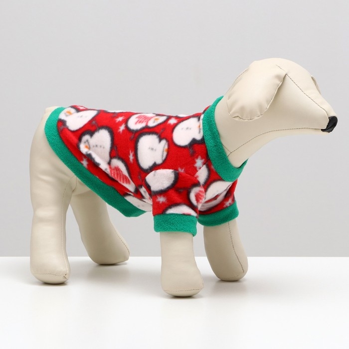 Толстовка для животных Толстовка для животных "Снеговик", размер XS, красная (ДС 21, ОШ 20, ОГ 30 см)