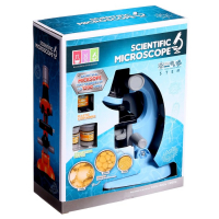 Микроскоп детский &laquo;Юный ботаник&raquo; кратность х100, х400, х1200, голубой, подсветка