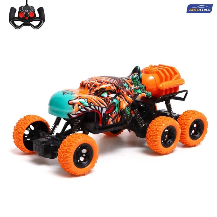 Джип радиоуправляемый MONSTER, 1:16, эффект дыма, световые эффекты, работает от аккумулятора, цвет оранжевый Джип радиоуправляемый MONSTER, 1:16, эффект дыма, световые эффекты, работает от аккумулятора, цвет оранжевый