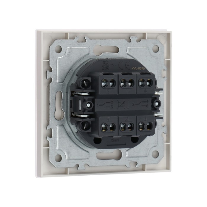 Выключатель проходной TOT Matte Glass, 10 А, 2 кл., скрытый, стекло, белый Выключатель проходной TOT Matte Glass, 10 А, 2 кл., скрытый, стекло, белый