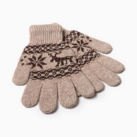 Перчатки однослойные шерстяные, цвет бежевый, размер М Перчатки однослойные шерстяные, цвет бежевый, размер М