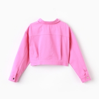 Рубашка для девочки джинсовая, укороченная KAFTAN, размер 38 (146-152 см), цвет розовый Рубашка для девочки джинсовая, укороченная KAFTAN, размер 38 (146-152 см), цвет розовый