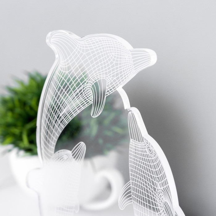 Светильник сенсорный "Дельфины" LED 7 цветов USB/от батареек белый RISALUX