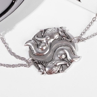 Кулоны &laquo;Неразлучники&raquo; волки инь-ян, цвет серебро, 45 см