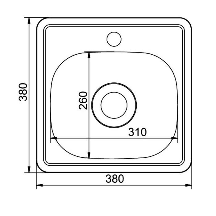 Мойка кухонная MIXLINE 531266, врезная, толщина 0.6 мм, 38х38х15 см, вып. 1 1/2 Мойка кухонная MIXLINE 531266, врезная, толщина 0.6 мм, 38х38х15 см, вып. 1 1/2", гофросифон