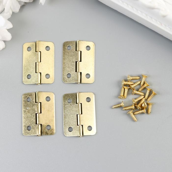 Петля для шкатулки металл с закругленными углами золото набор 4 шт 2,5х2,2 см