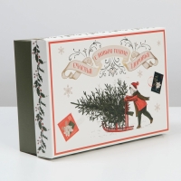 Коробка подарочная новогодняя складная &laquo;Ретро&raquo;, 30 х 20 х 9 см, Новый год