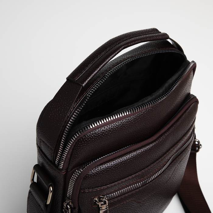 Сумка мужская через плечо TEXTURA, 3 наружных кармана, цвет коричневый Сумка мужская через плечо TEXTURA, 3 наружных кармана, цвет коричневый