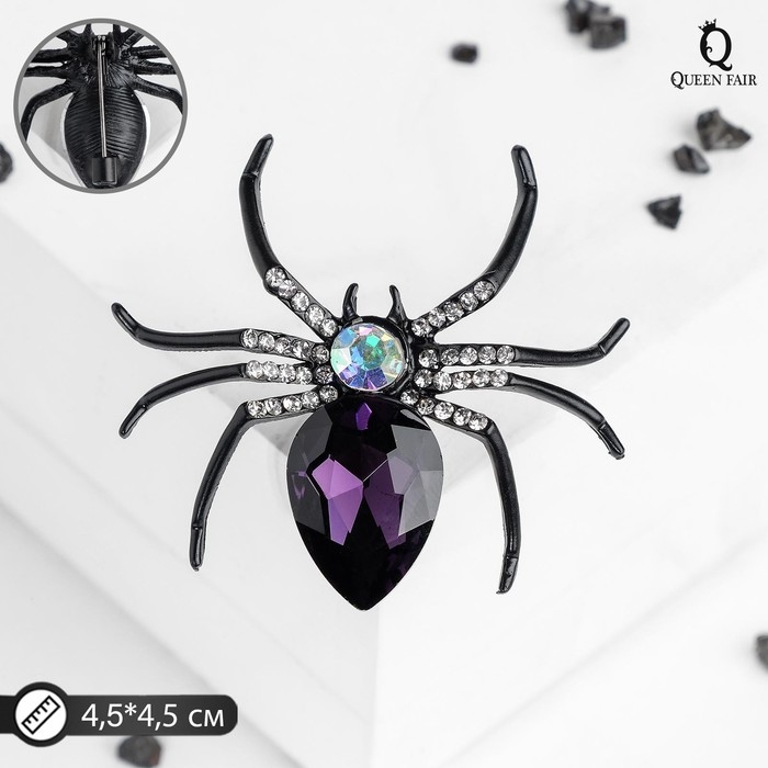 Брошь &laquo;Паук&raquo;, цвет чёрно-фиолетовый
