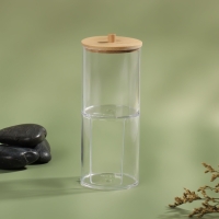 Органайзер для ватных палочек и дисков &laquo;BAMBOO&raquo;, с крышкой, 2 съёмные секции, 7 &times; 18,5 см, в картонной коробке, цвет прозрачный