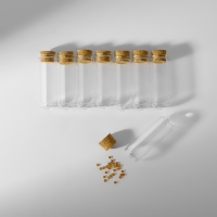 Набор баночек для хранения бисера, d = 1,7 &times; 5 см, 8 шт, в контейнере, 14,2 &times; 5,8 &times; 2,3 см