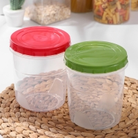 Банка для хранения продуктов, 1,3 л, пластик, прозрачная, крышка МИКС