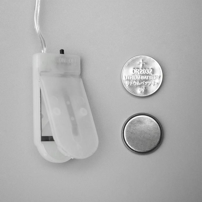 Гирлянда &laquo;Нить&raquo; 5 м роса, IP20, серебристая нить, 50 LED, батарейки CR2032х2 (в комплекте), свечение жёлтое