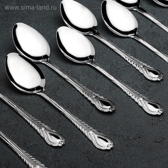 Набор ложек столовых из нержавеющей стали &laquo;Камея&raquo;, длина 18,5 см, 12 шт