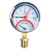 Термоманометр "CTM", радиальный, Дк 80 мм, 0.6 МПа, наружная резьба 1/4", 120&deg;С