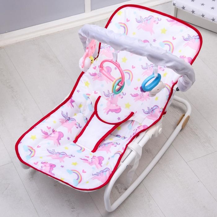 Шезлонг - качалка для новорождённых &laquo;Волшебная пони&raquo;, игровая дуга, игрушки МИКС