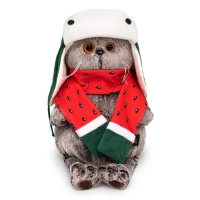 Мягкая игрушка «Басик» в двусторонней шапке и шарфе, 19 см Мягкая игрушка «Басик» в двусторонней шапке и шарфе, 19 см