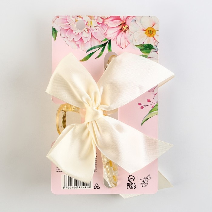 Краб для волос с бантом &laquo;Люби&raquo;, 8 х 3 х 2.5 см