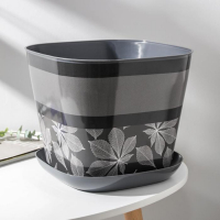 Горшок с поддоном &laquo;Листопад&raquo;, 9,8 л, цвет тёмно-серый