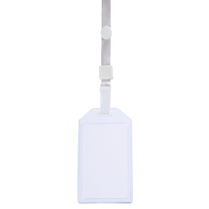 Бейдж вертикальный 54 х 85 мм, ErichKrause, длинна ленты 40 см, прозрачный корпус, текстильная лента, цвет микс